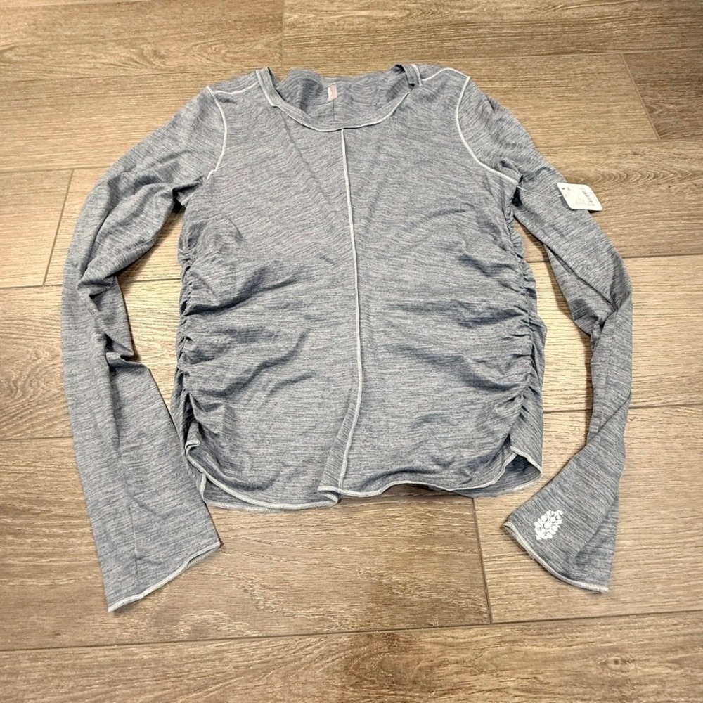 FP Free People Movement Right on the Run Long Sleeve Layer Blue Stone  XLL NWT - Picture 2 of 16